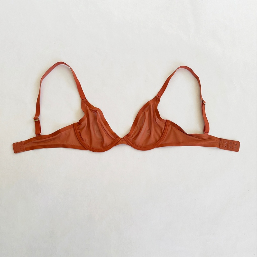 CUUP clay terracotta the plunge bra mesh 32B 30C XS S